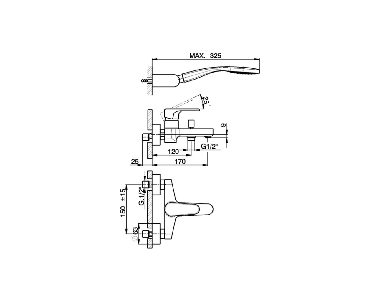 Miscelatore monocomando vasca completo ALMA_A3000120 - v1