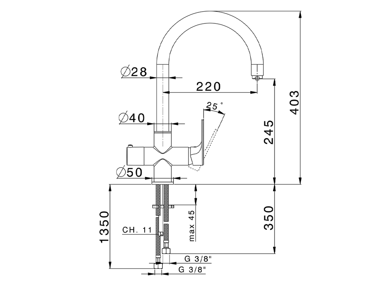 Miscelatore monocomando lavello Cooking100 KITCHEN_A3001005 - v1