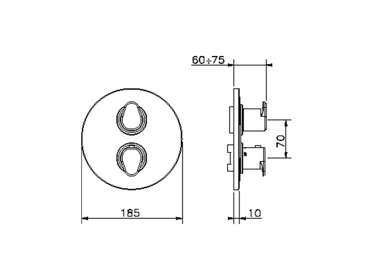 Parte esterna termostatico doccia incasso 2 uscite ALMA_A3018100 - v1