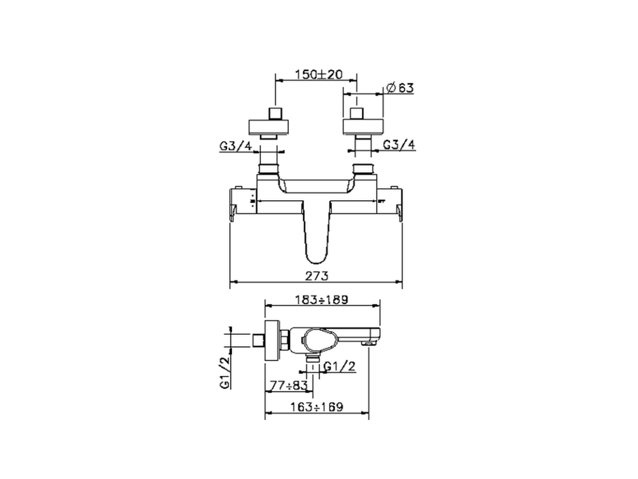 Miscelatore termostatico vasca ALMA_A3T21010 - v1