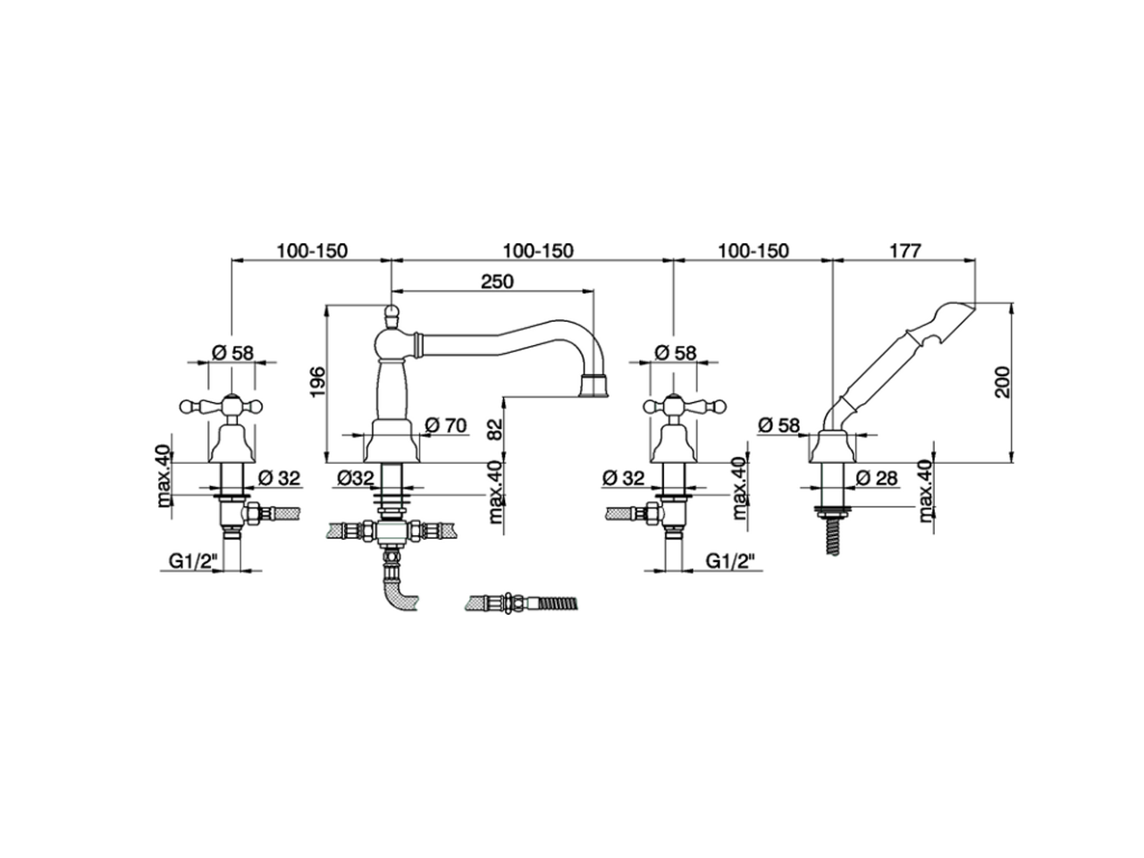 Miscelatore bordo vasca 4 fori ARCANA AMERICA_AA000264 - v1