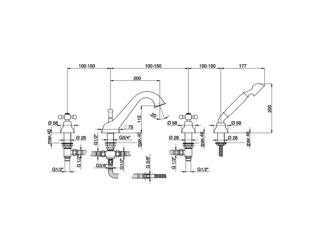 Miscelatore bordo vasca 4 fori ARCANA CERAMIC_AC000260 - v1