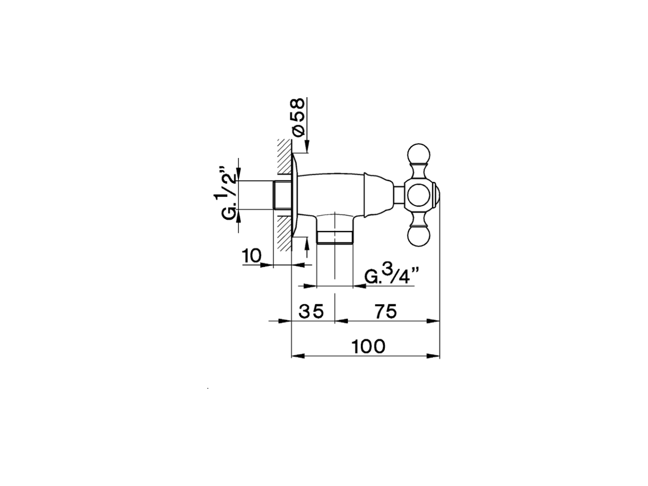 Rubinetto monoacqua a parete ARCANA CERAMIC_AC001440 - v1