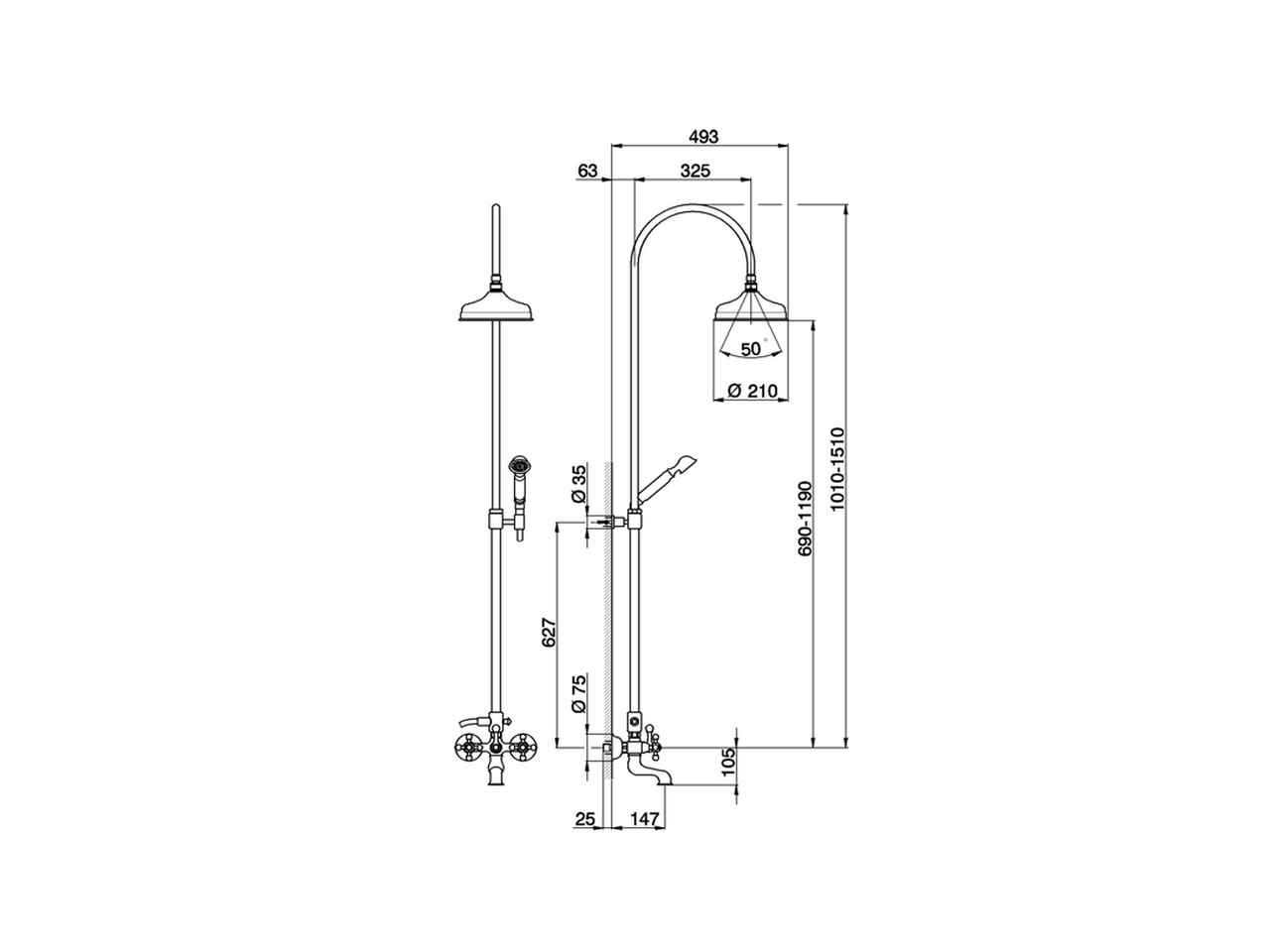 Colonna miscelatore vasca 3 funzioni ARCANA CERAMIC_AC004151 - v1