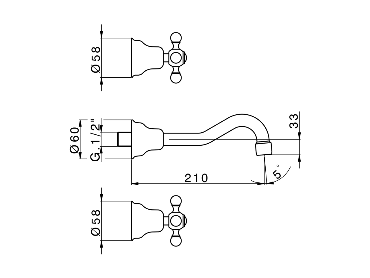 Parte esterna lavabo a parete ARCANA CERAMIC_AC013510 - v1