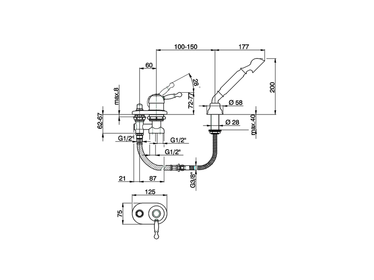 Miscelatore monocomando bordo vasca 2 fori ARCANA ROYAL_AY001290 - v1