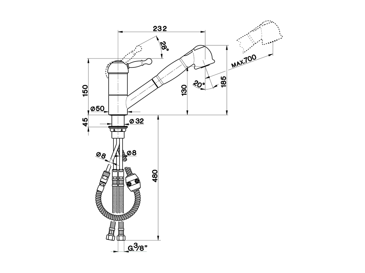 Miscelatore monocomando lavello docc. estraibile ARCANA ROYAL_AY002570 - v1