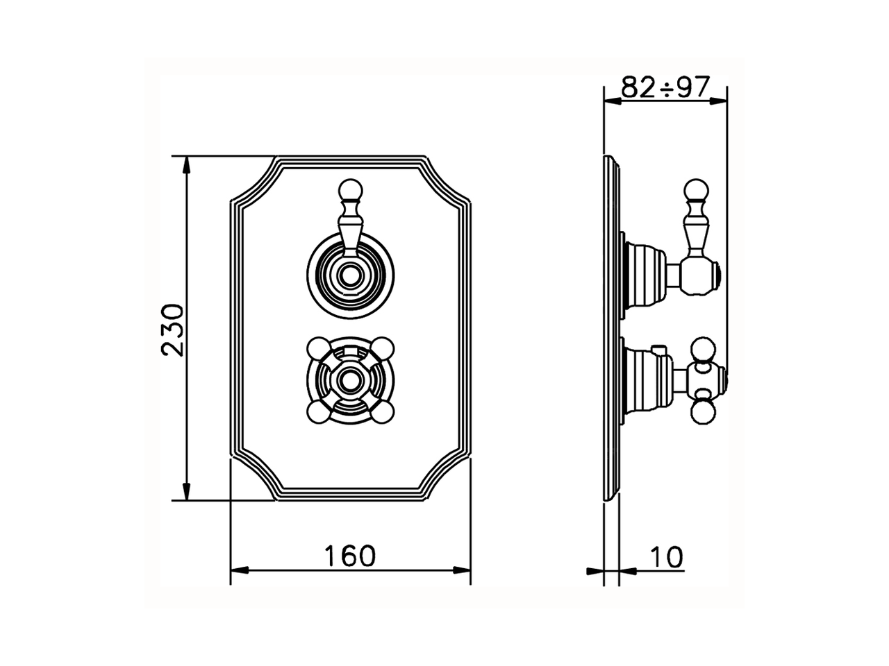 Parte esterna termostatico doccia incasso 1 uscita ARCANA ROYAL_AY007280 - v1