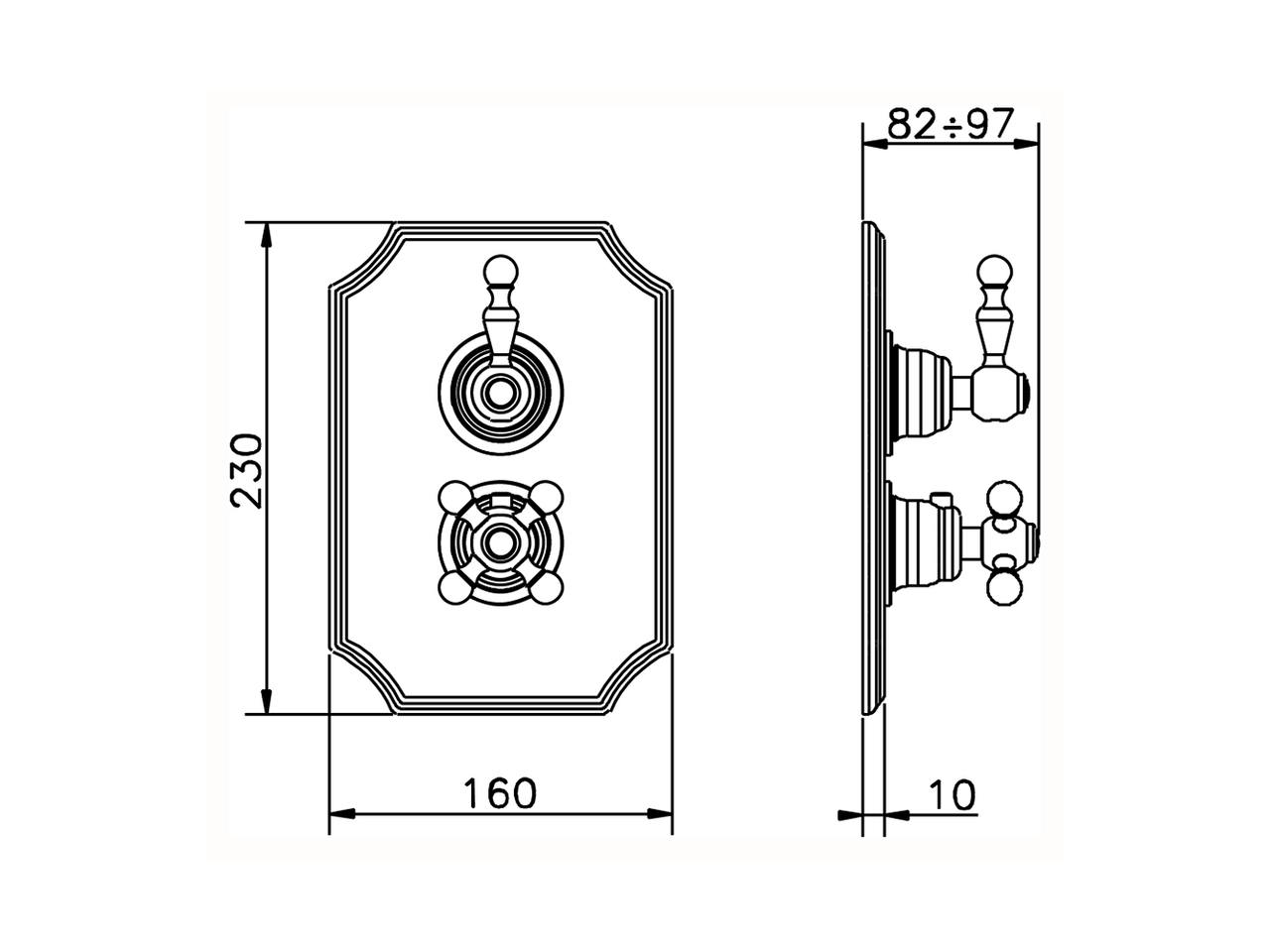 Parte esterna termostatico doccia incasso 2 uscite ARCANA ROYAL_AY018100 - v1