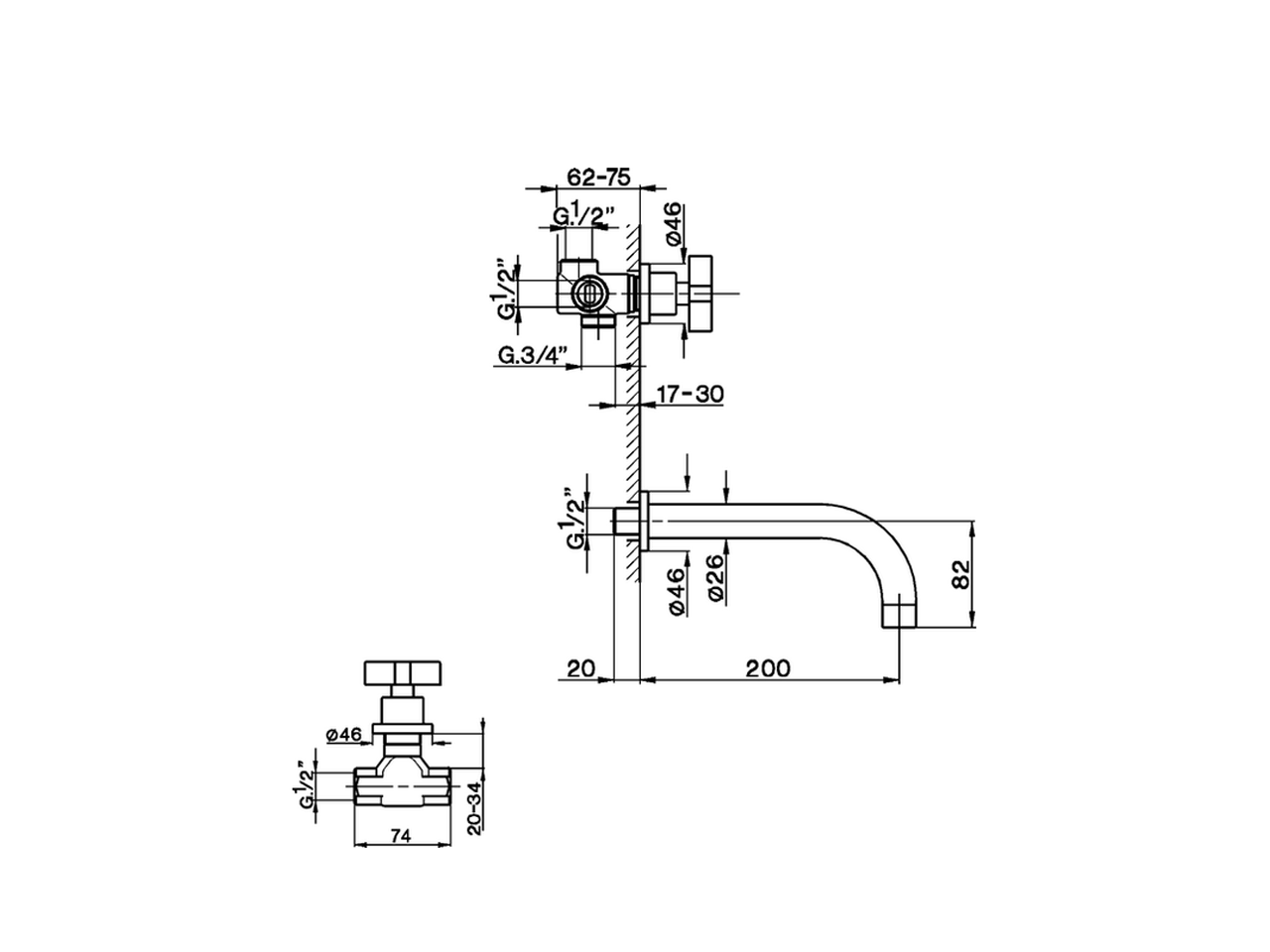 Miscelatore vasca-doccia incasso 4 fori BARCELONA_BA000210 - v1