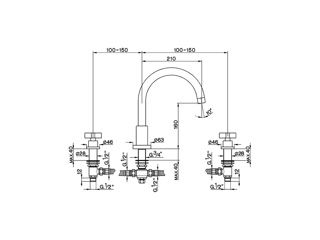 Miscelatore bordo vasca 3 fori BARCELONA_BA000250 - v1
