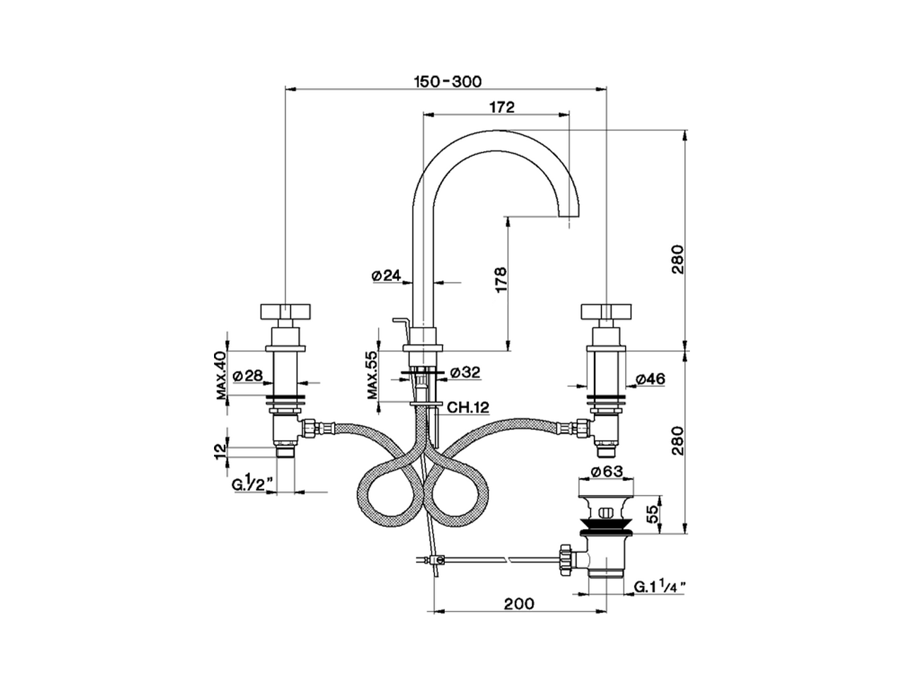 Miscelatore lavabo 3 fori BARCELONA_BA001060 - v1