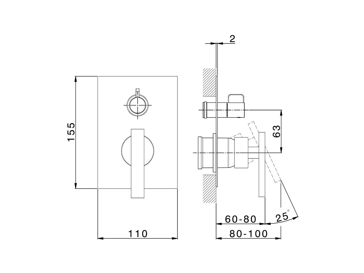 Parte esterna monocomando vasca-doccia incasso BARCELONA_BV002300 - v1