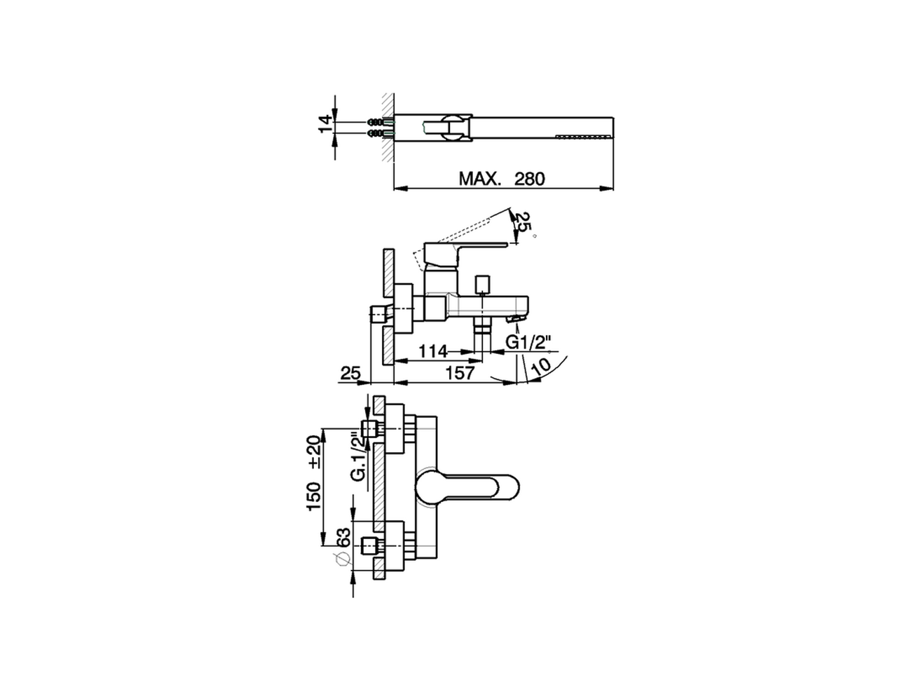 Miscelatore monocomando vasca completo TENDER_C2000123 - v1