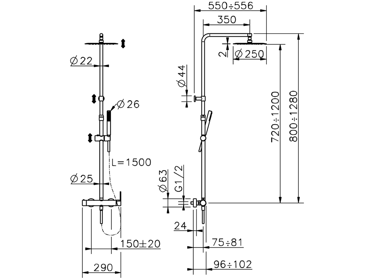 Colonna doccia monocomando 2 funzioni COLONNE DOCCIA_C2004032 - v1
