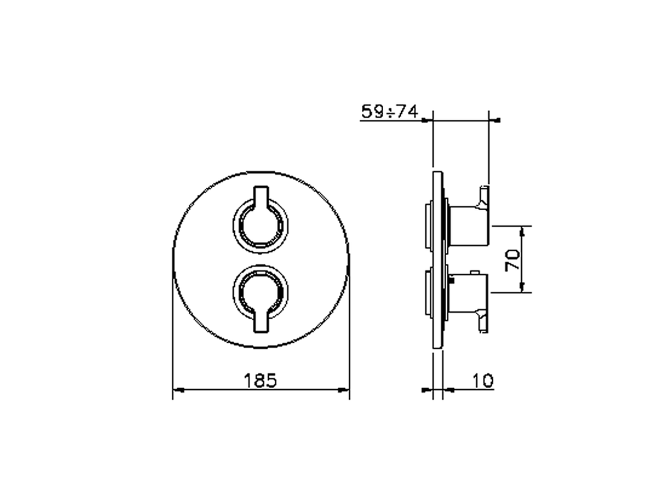 Parte esterna termostatico doccia incasso 2 uscite TENDER_C2018100 - v1