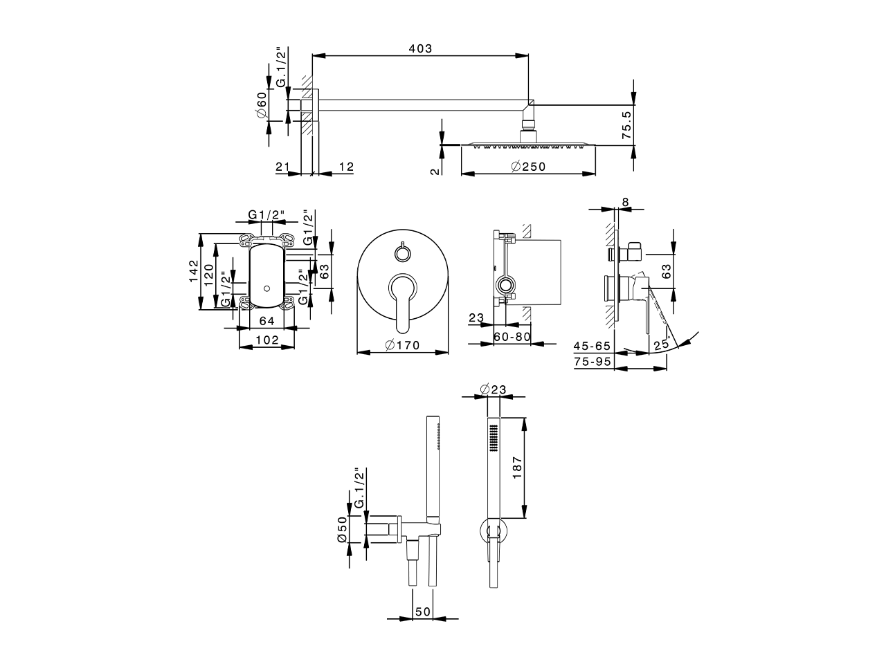 Kit completo miscelatore monocomando docc. incasso TENDER_C20KM020 - v1