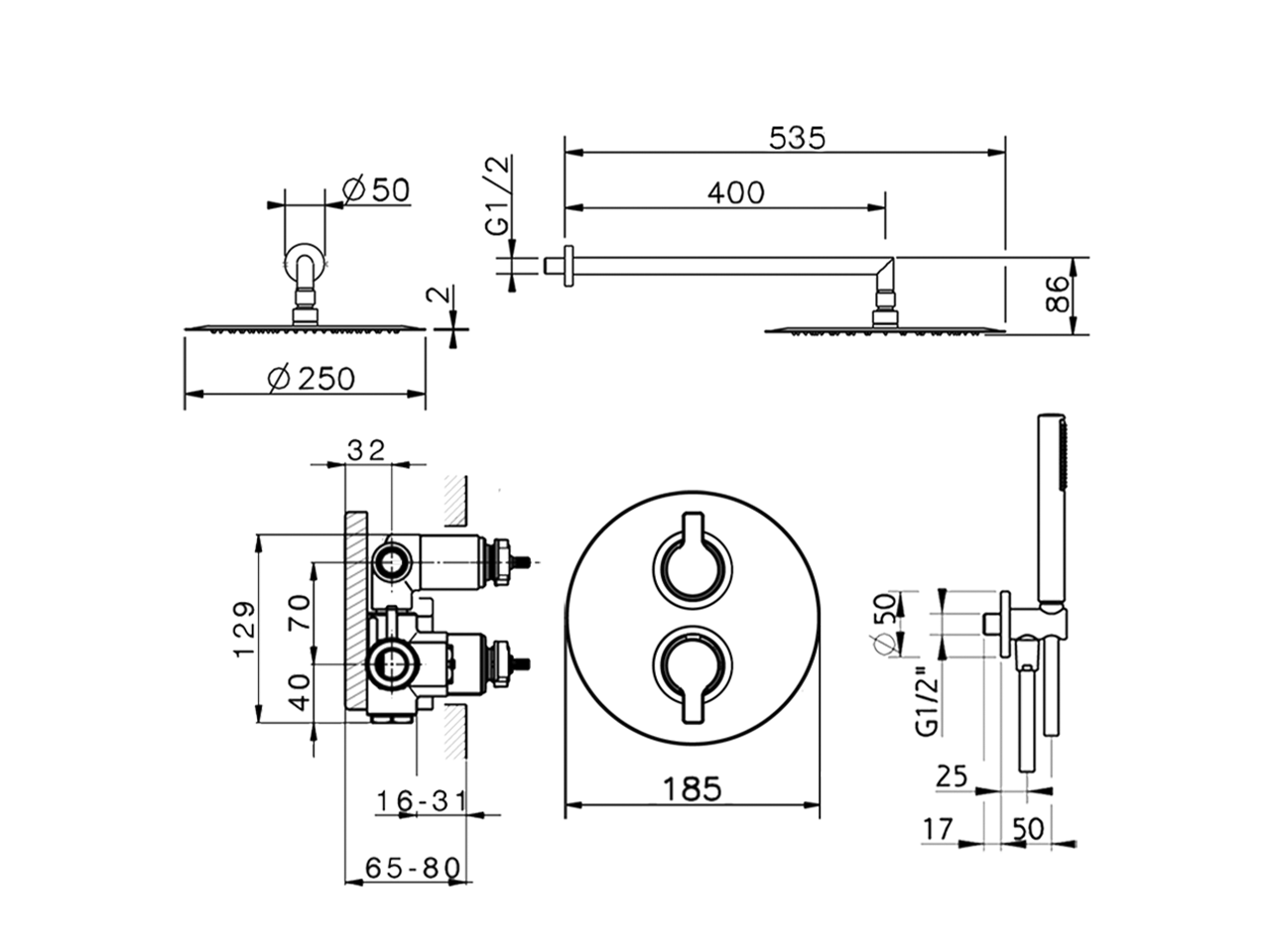Kit completo miscelatore termostatico doc. incasso TENDER_C20KT010 - v1