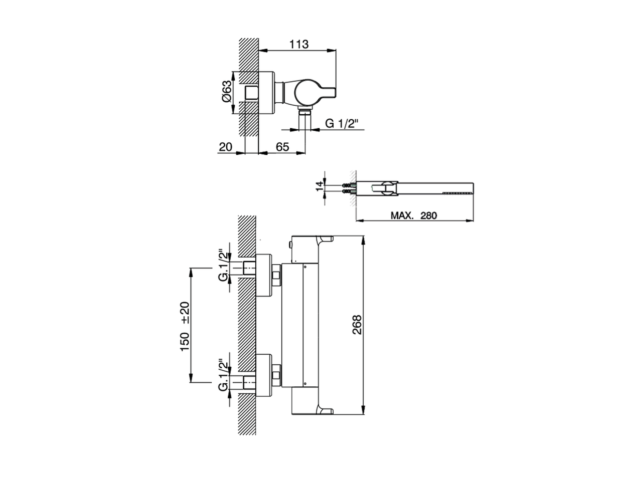 Miscelatore termostatico doccia completo TENDER_C2D01010 - v1