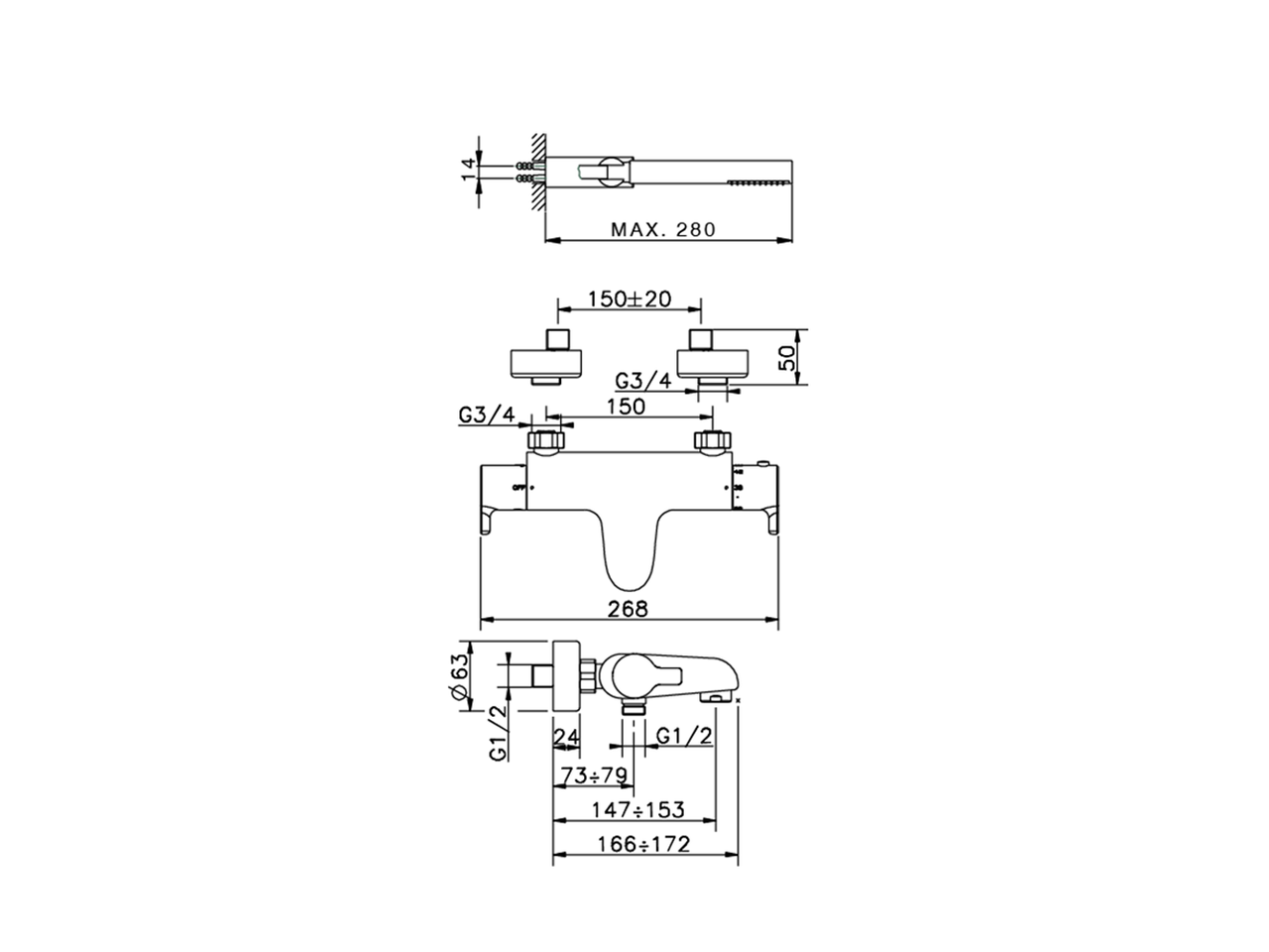 Miscelatore termostatico vasca completo TENDER_C2D21010 - v1