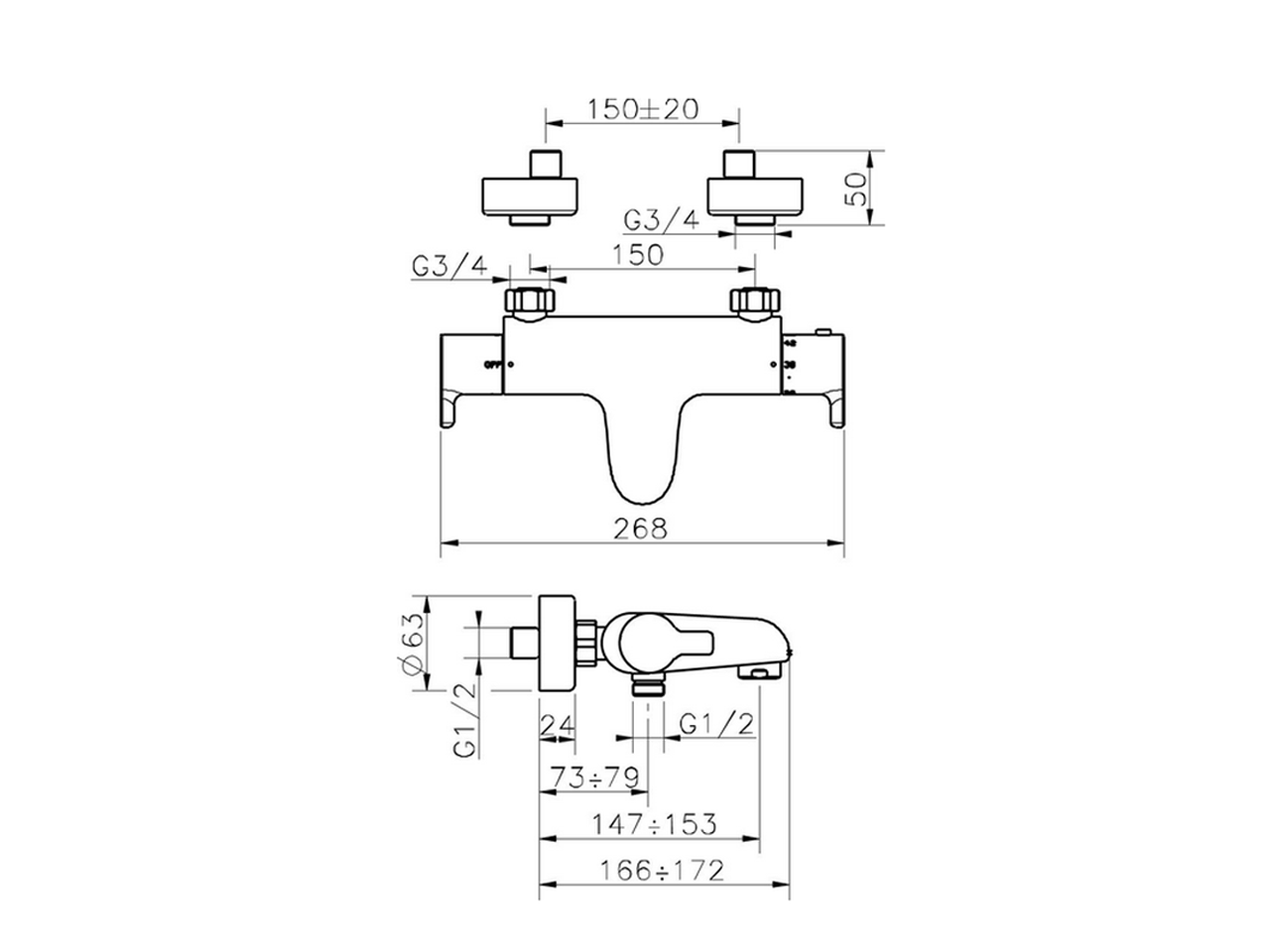 Miscelatore termostatico vasca TENDER_C2T21010 - v1