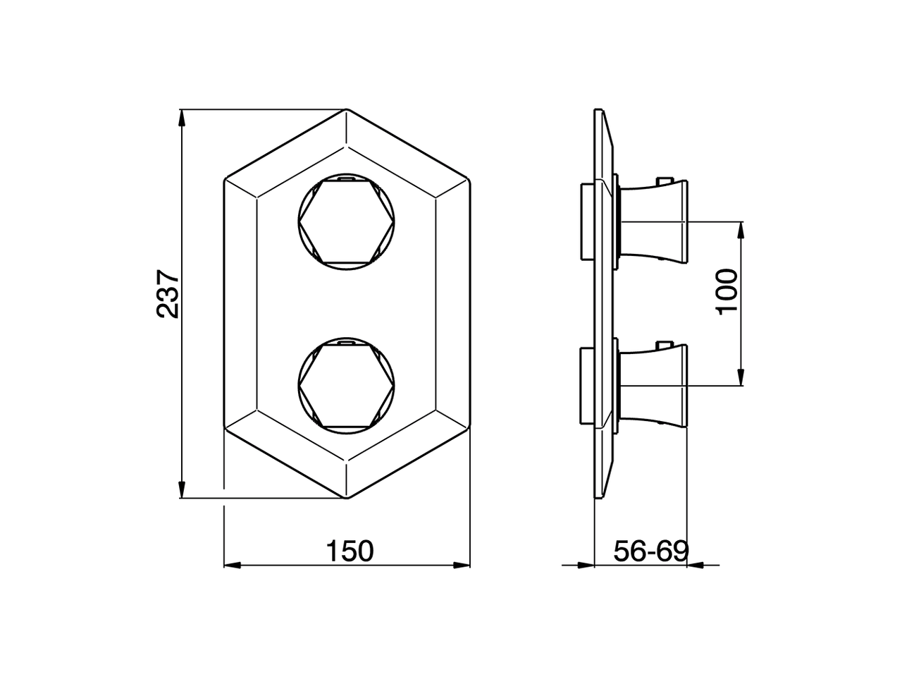 Parte esterna termostatico doccia incasso 3 uscite CHERIE_CE019200 - v1