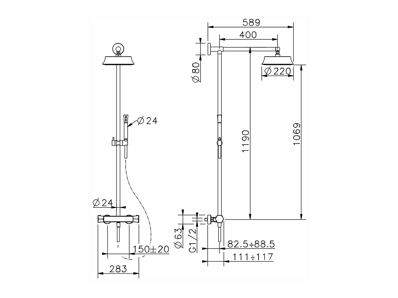 Colonna doccia termostatica 2 funzioni CHERIE_CEC78010 - v1