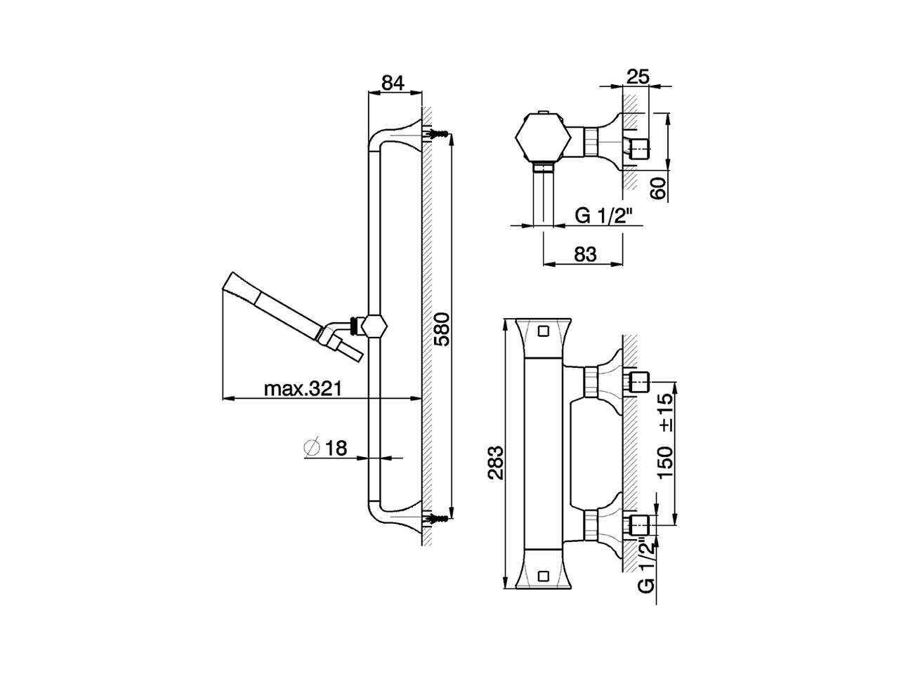 Miscelatore termostatico doccia con saliscendi CHERIE_CES01010 - v1