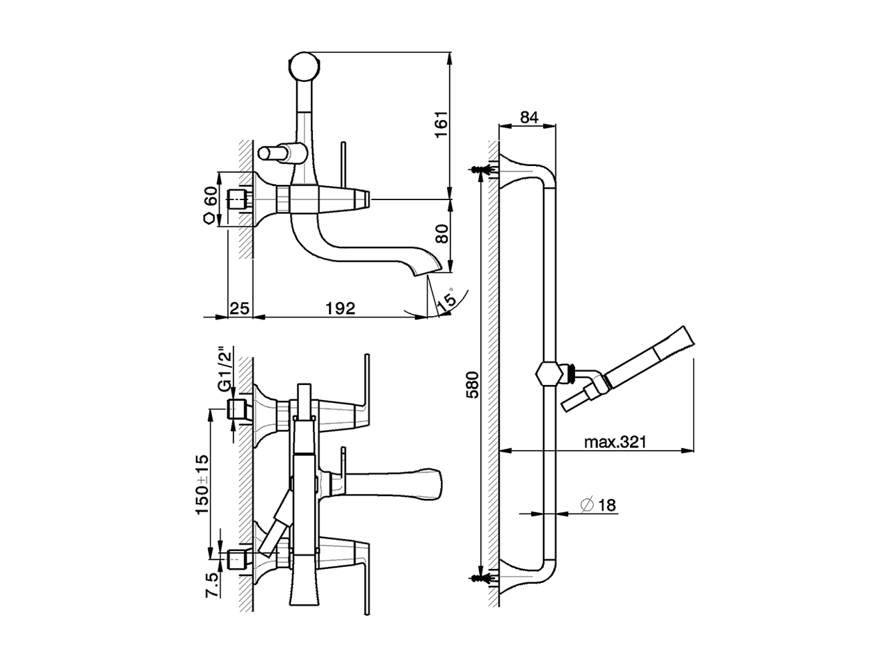 Miscelatore vasca completo CHERIE_CF000060 - v1