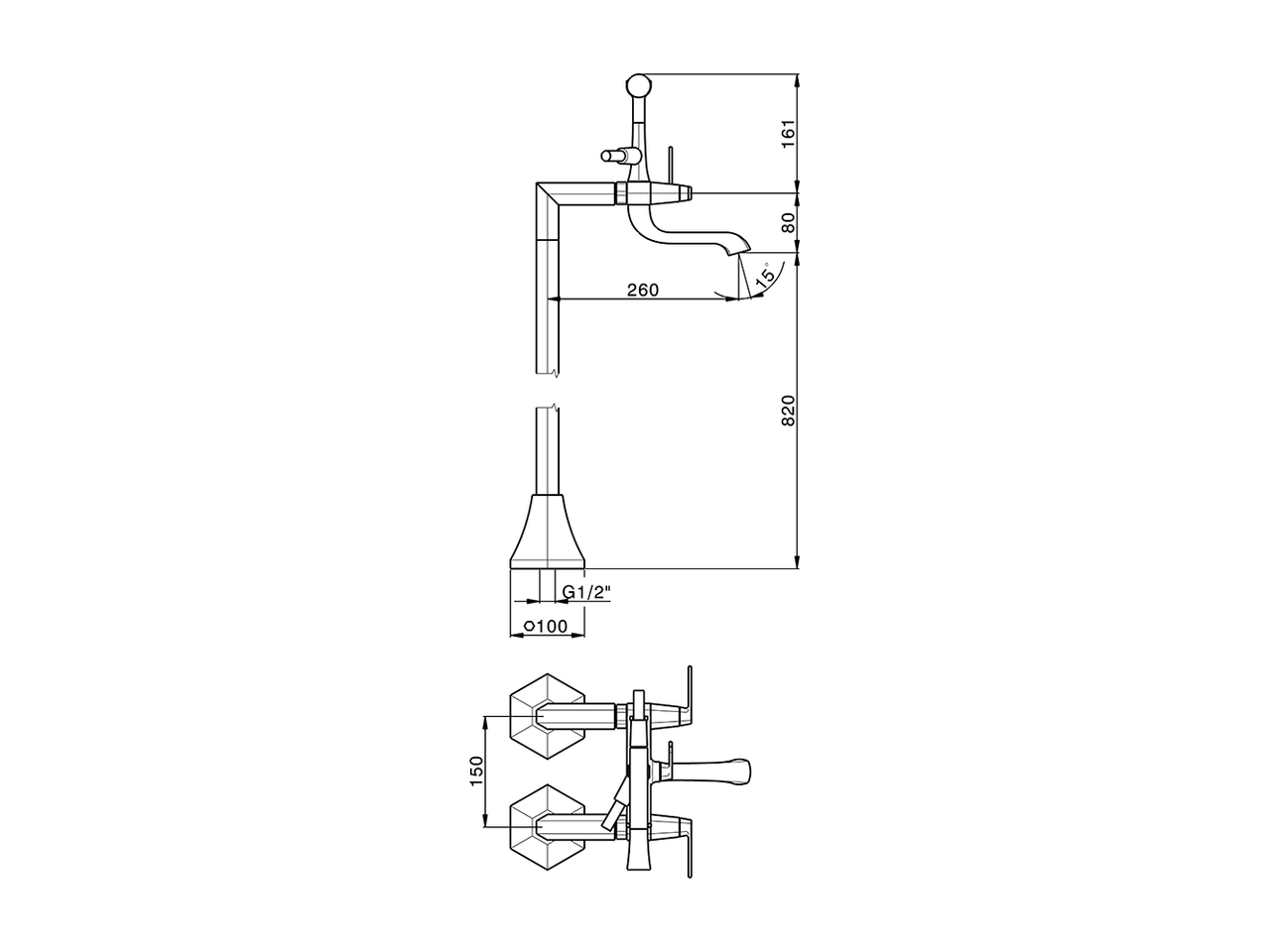 Miscelatore vasca su colonne pavimento CHERIE_CF004200 - v1