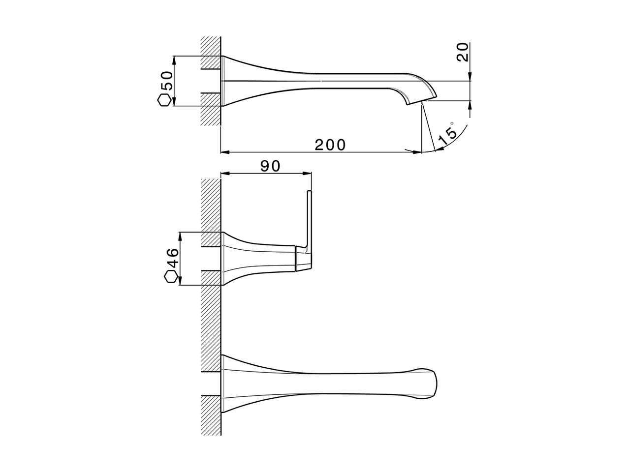 Parte esterna lavabo a parete CHERIE_CF013510 - v1