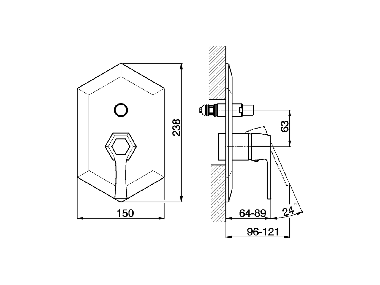 Parte esterna monocomando vasca-doccia incasso CHERIE_CH002100 - v1