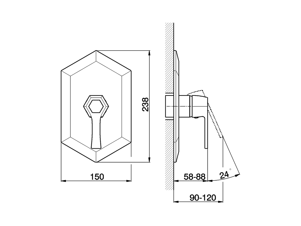 Parte esterna monocomando doccia incasso CHERIE_CH003000 - v1