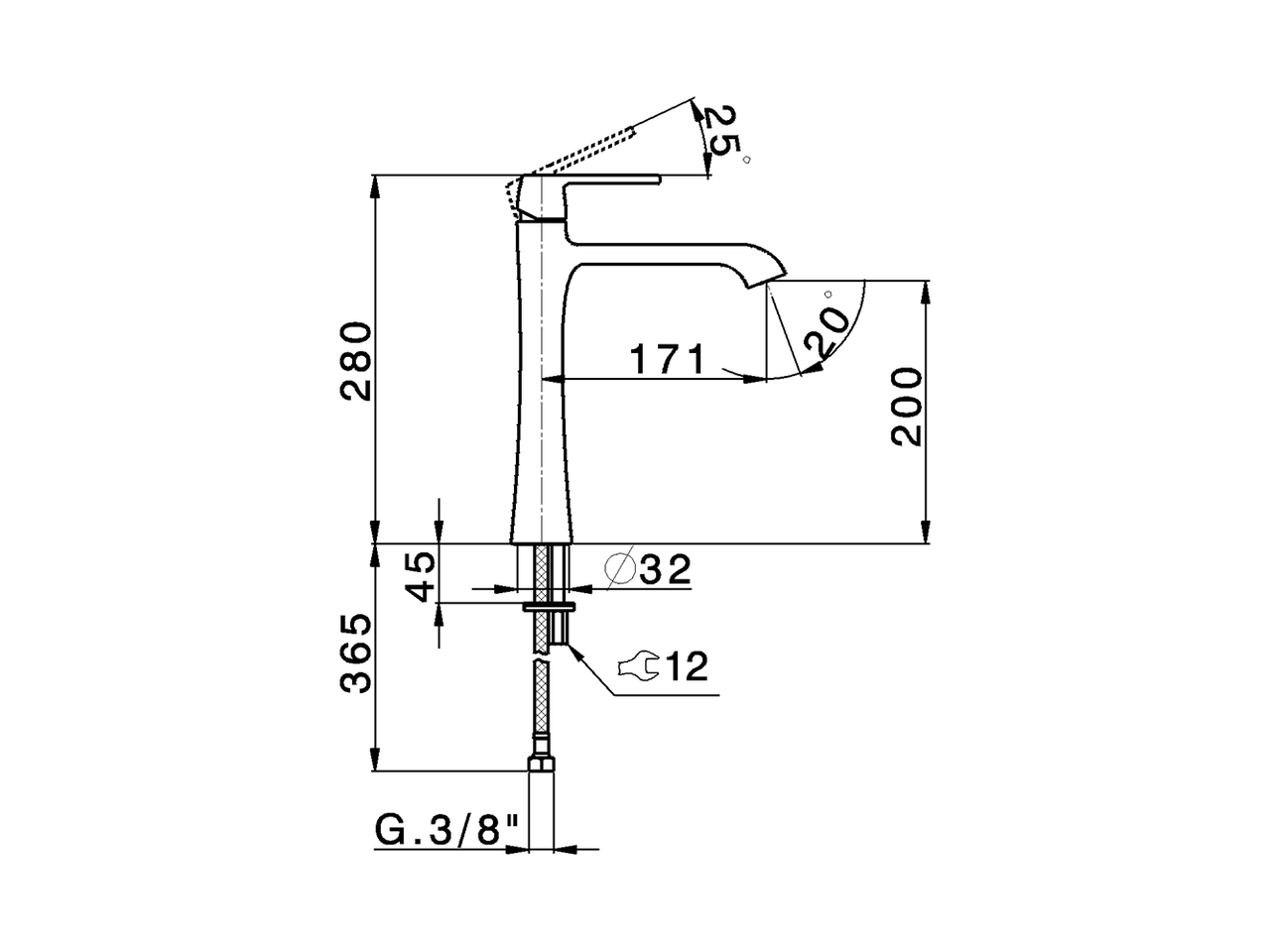 Miscelatore monocomando lavabo alto 