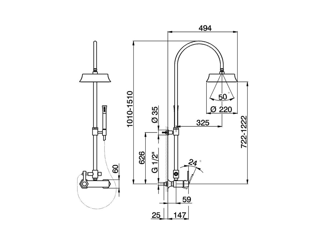 Colonna doccia monocomando 2 funzioni CHERIE_CH004054 - v1