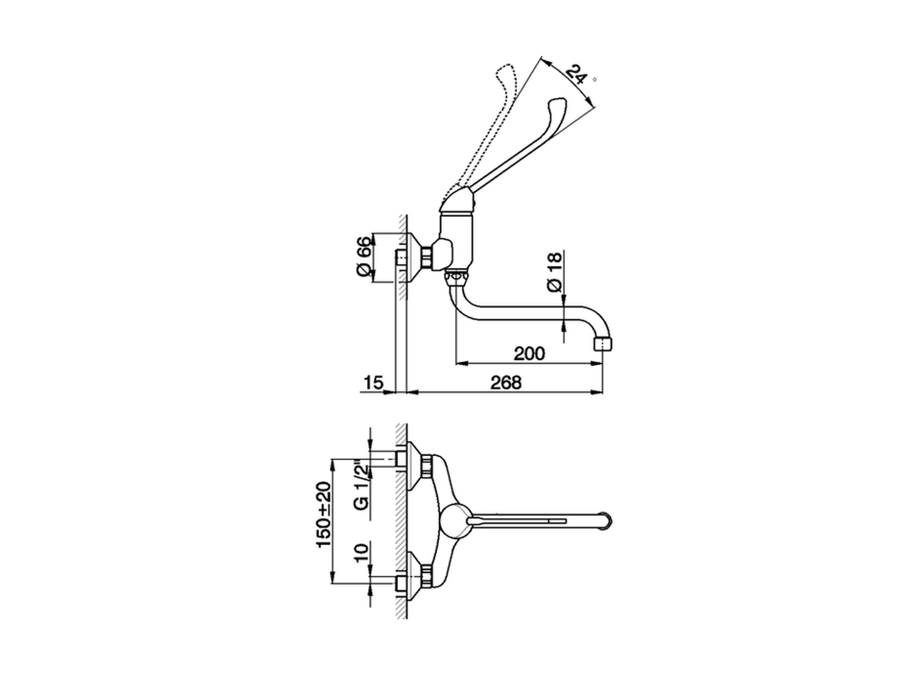 Miscelatore monocomando lavello a parete KITCHEN_CL000401 - v1