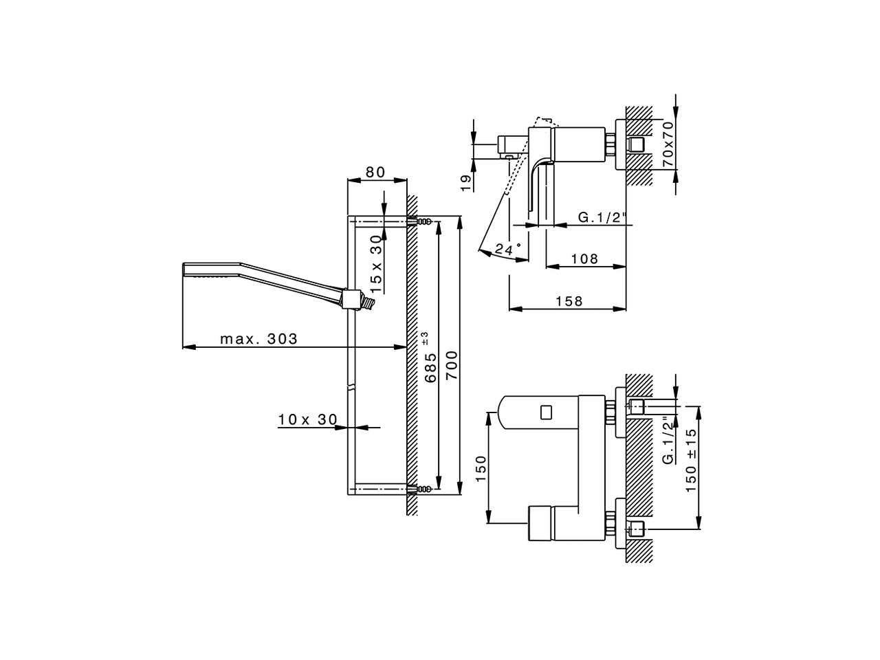 Miscelatore monocomando vasca completo CUBIC_CU000062 - v1