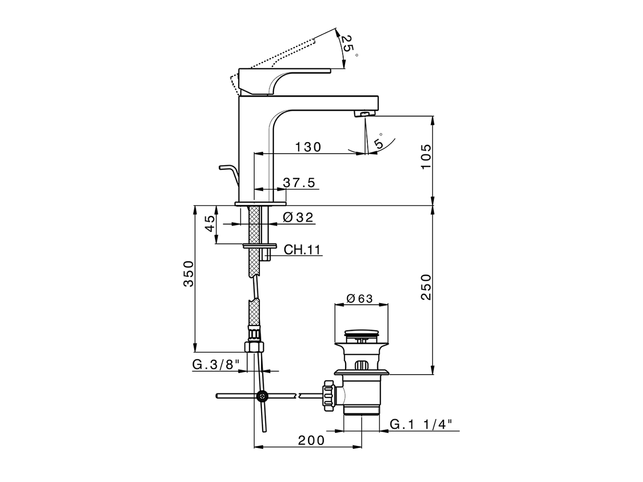 Miscelatore monocomando lavabo large EnergySave CUBIC_CU000495 - v1