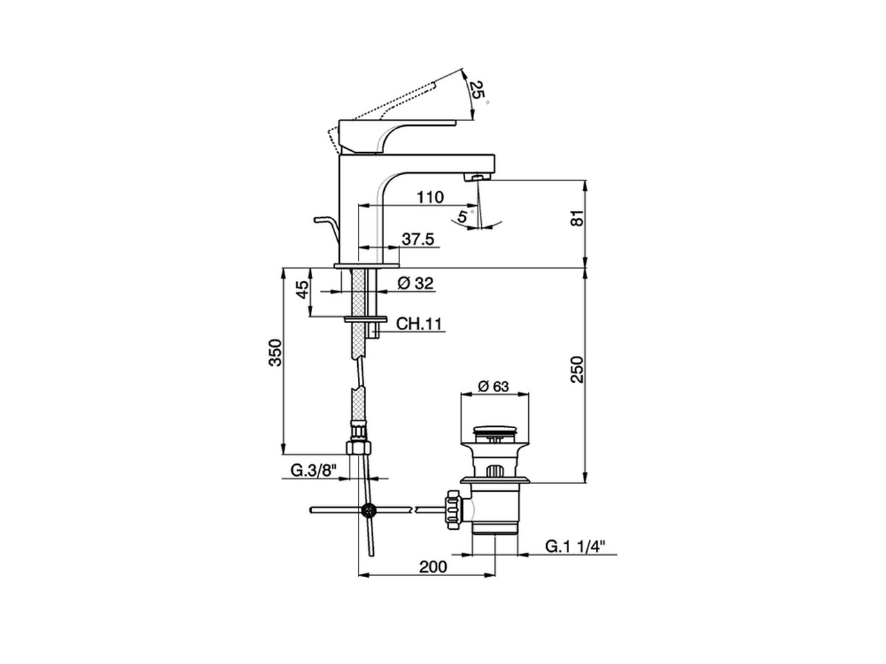 Miscelatore monocomando lavabo CUBIC_CU000511 - v1