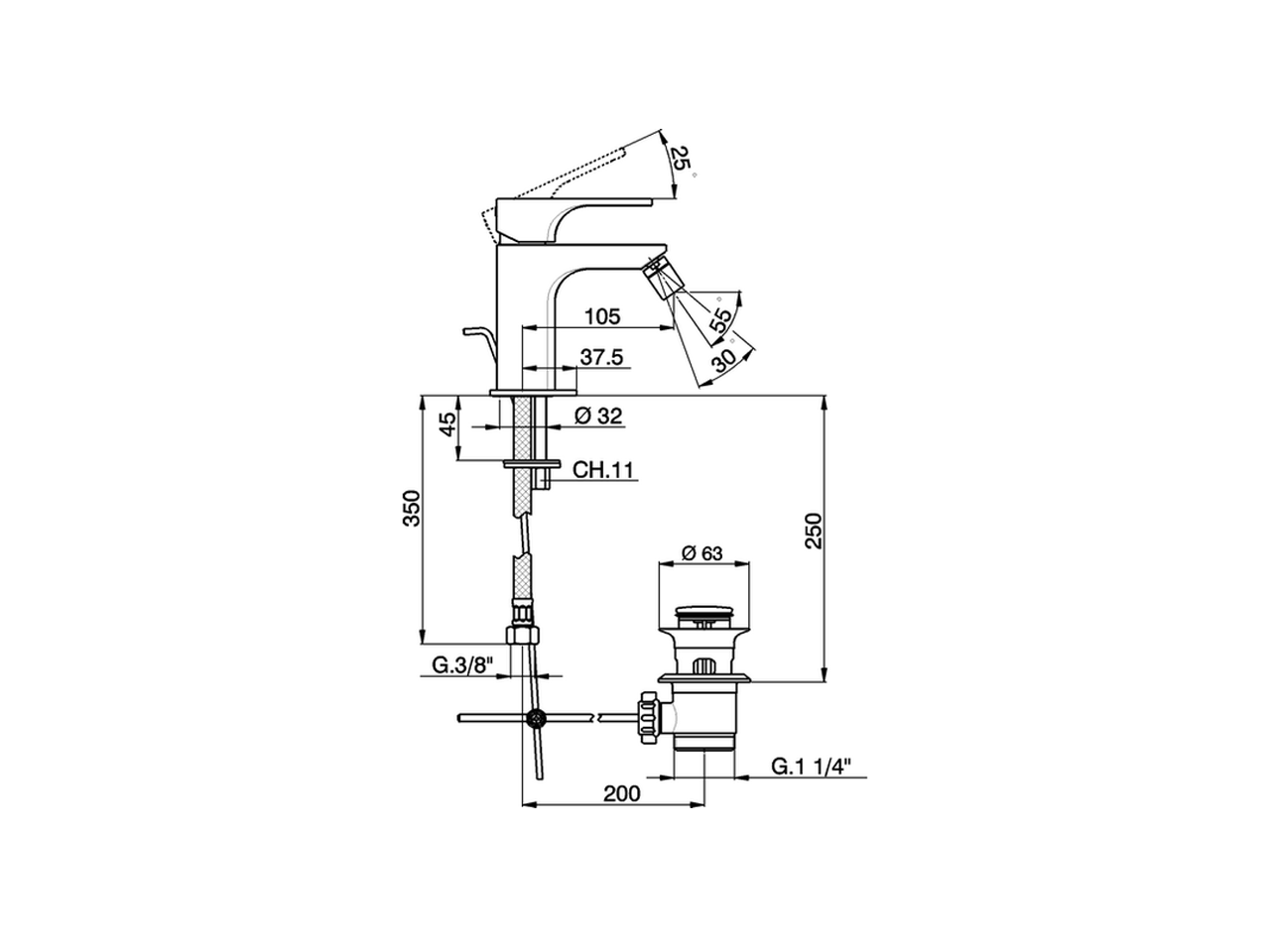 Miscelatore monocomando bidet CUBIC_CU000551 - v1