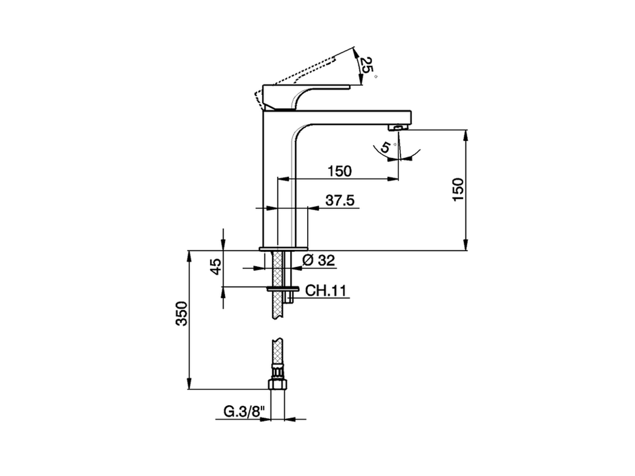 Miscelatore monocomando lavabo medio CUBIC_CU001501 - v1