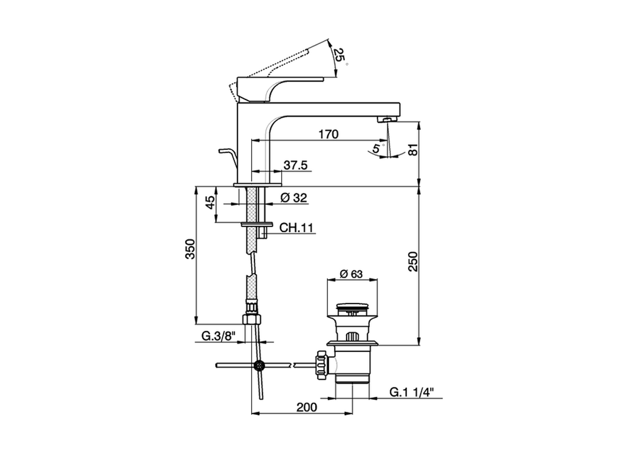 Miscelatore monocomando lavabo CUBIC_CU001511 - v1