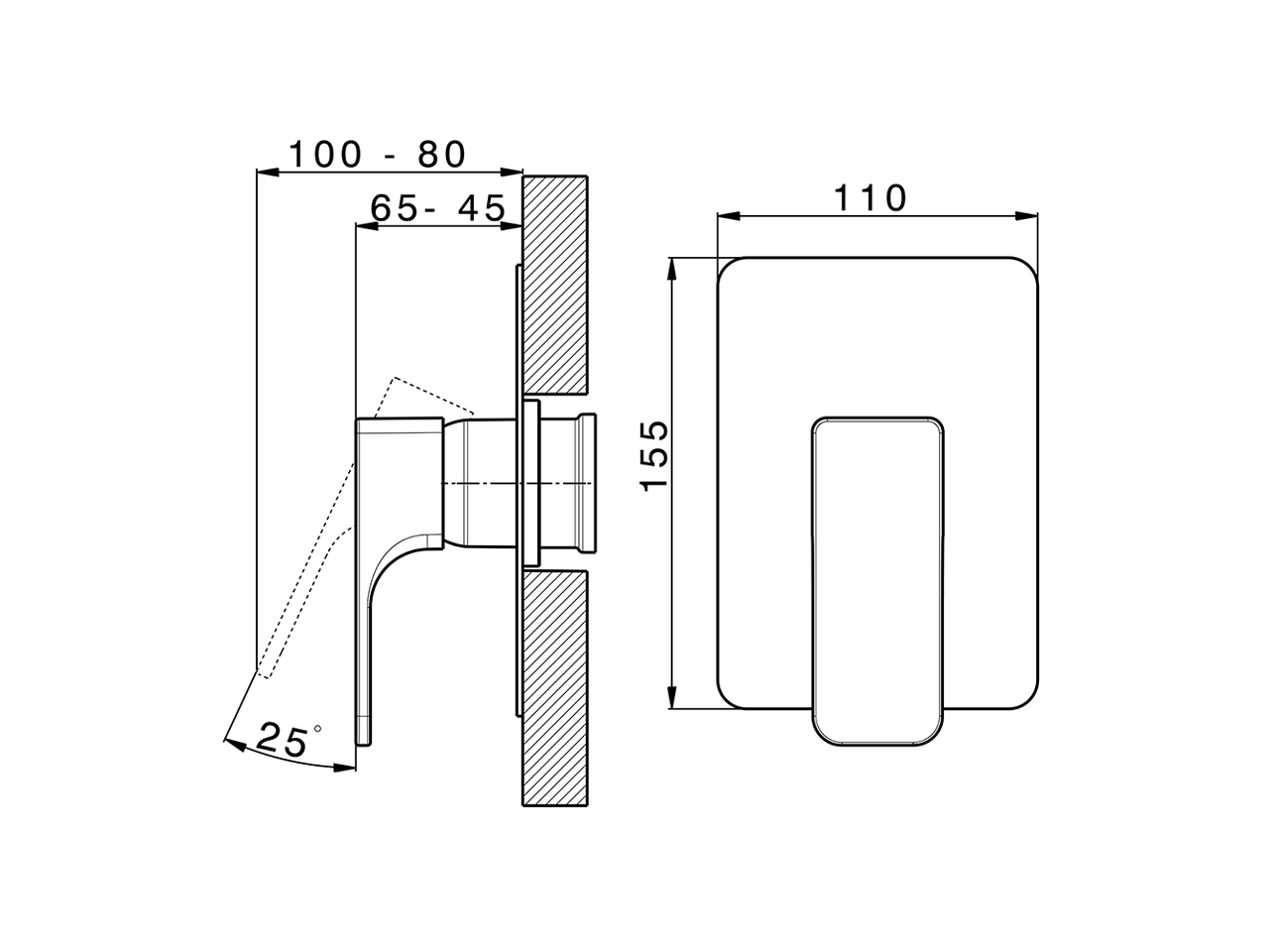 Parte esterna monocomando doccia incasso CUBIC_CU003002 - v1