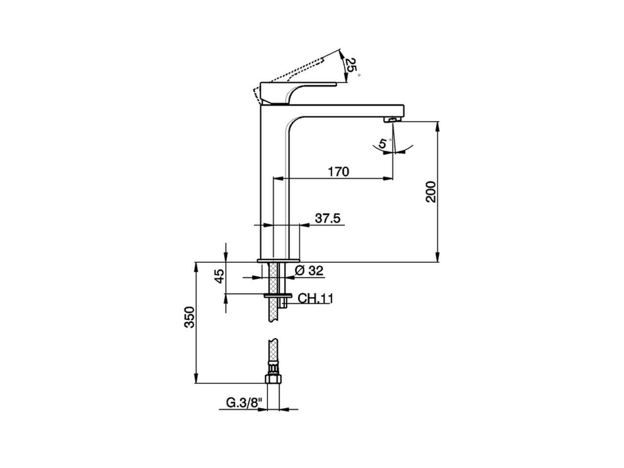 Miscelatore monocomando lavabo alto CUBIC_CU003541 - v1
