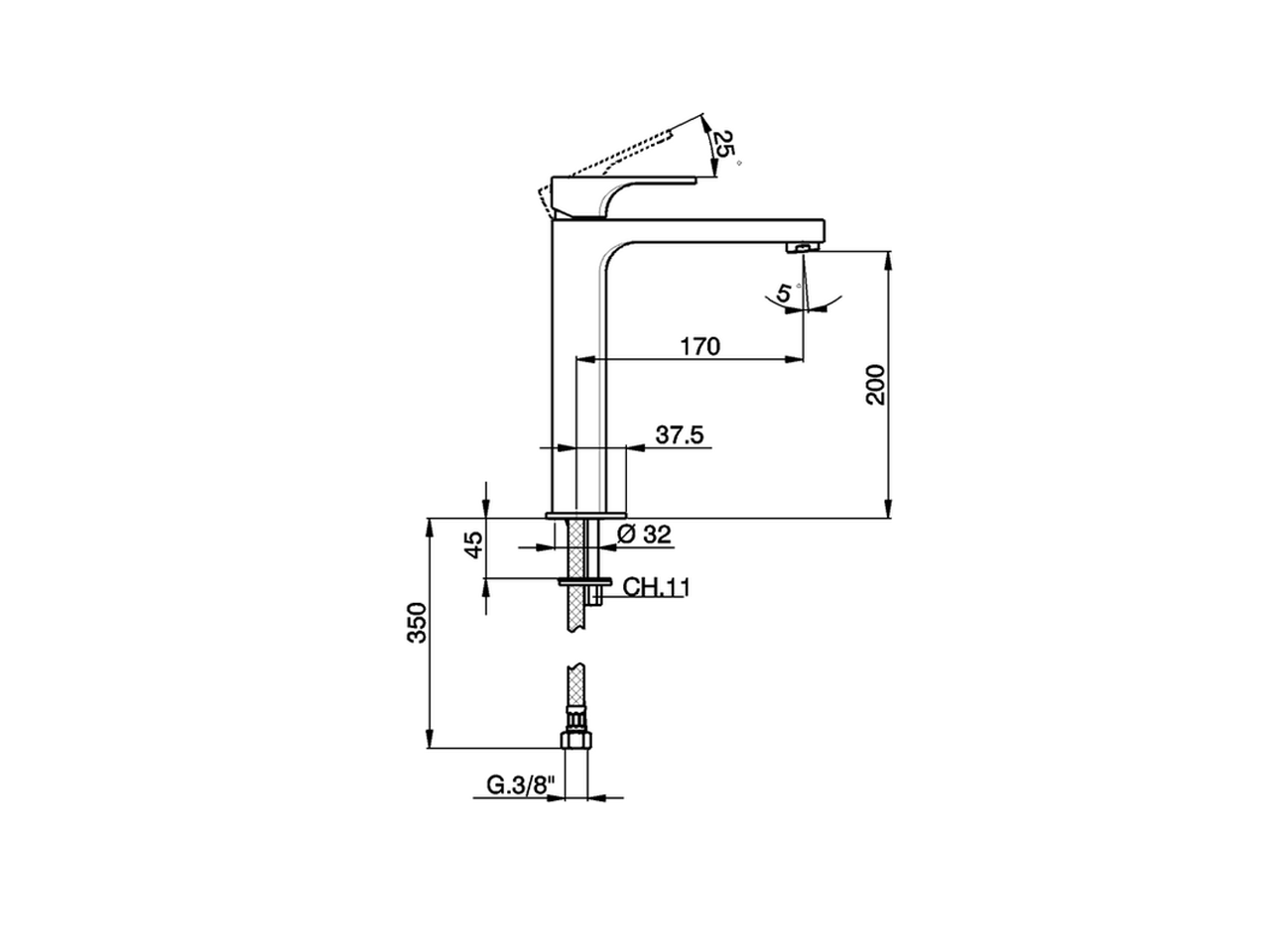 Miscelatore monocomando lavabo alto EnergySave CUBIC_CU003545 - v1