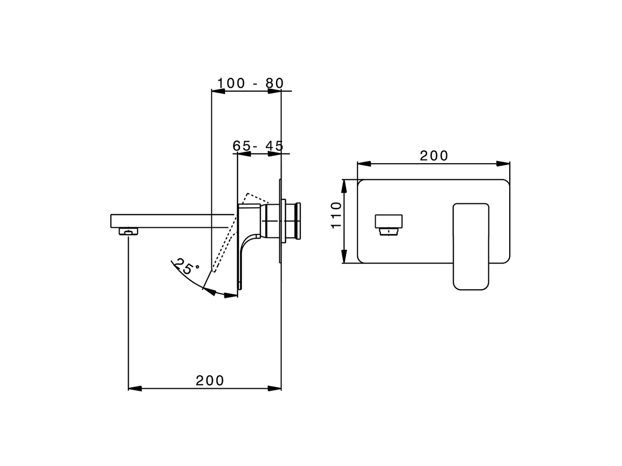 Parte esterna monocomando lavabo a parete CUBIC_CU005512 - v1