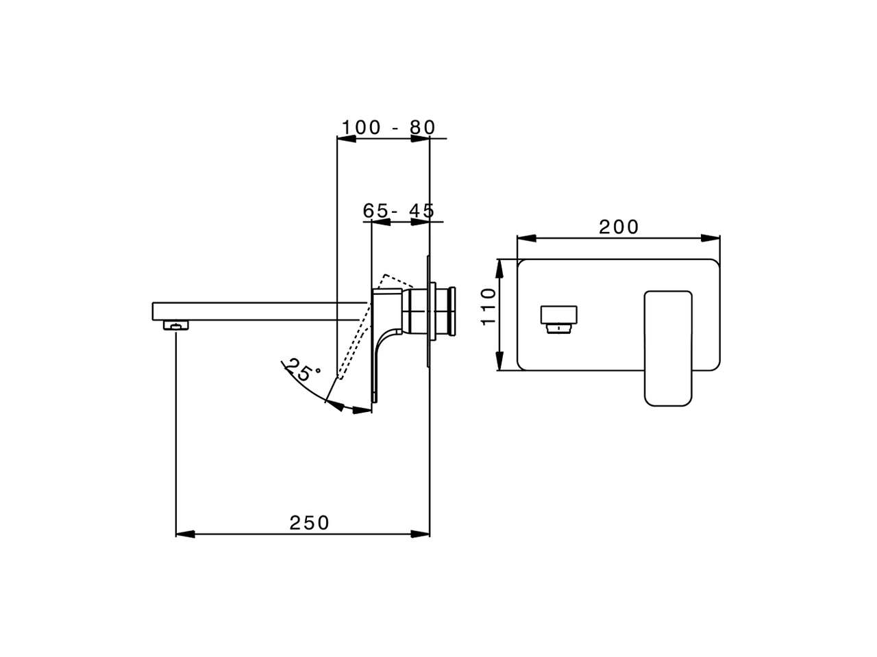 Parte esterna monocomando lavabo a parete CUBIC_CU005513 - v1