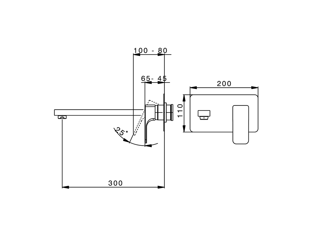 Parte esterna monocomando lavabo a parete CUBIC_CU005514 - v1