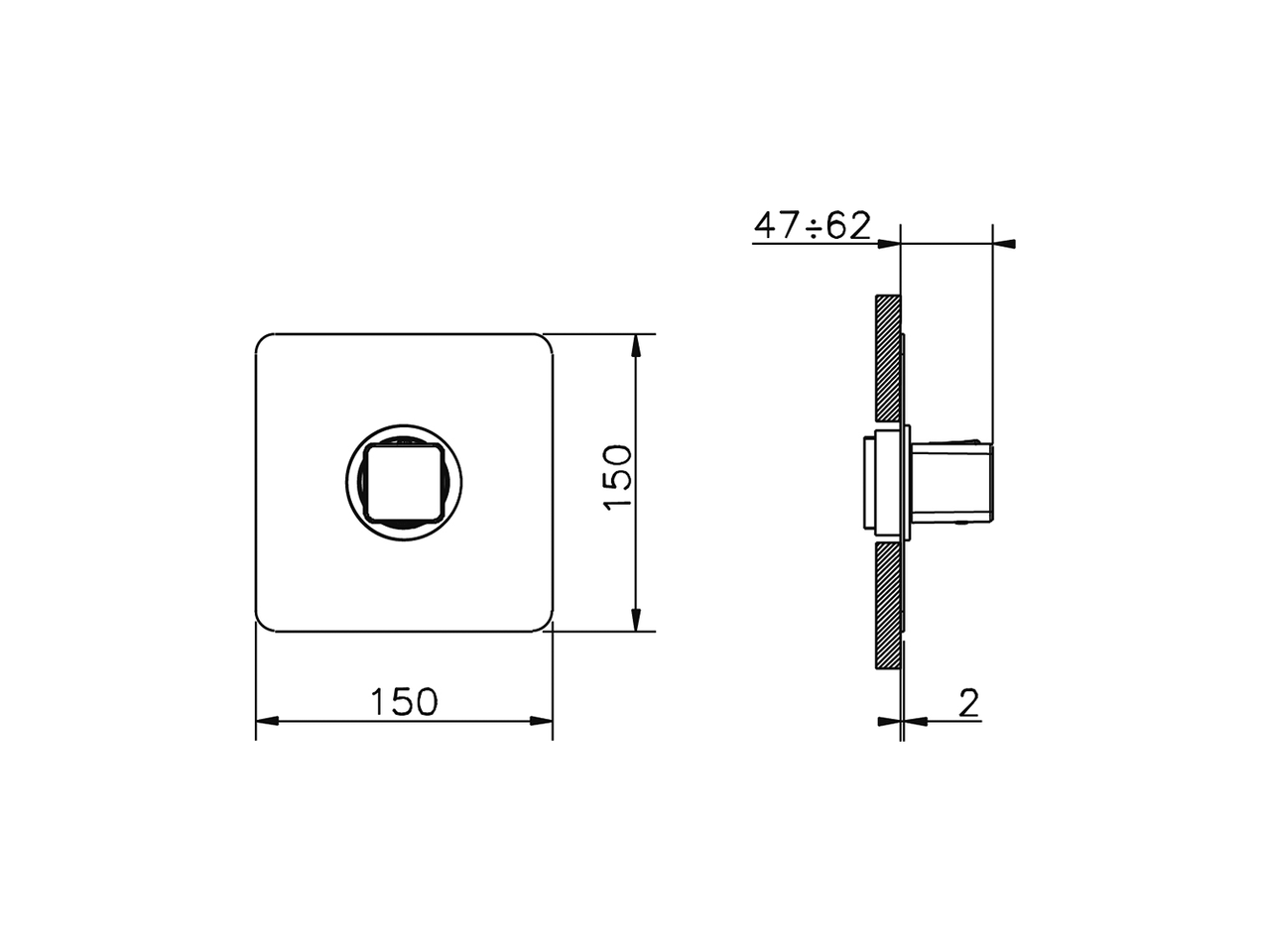 Parte esterna termostatico doccia incasso CUBIC_CU007200 - v1