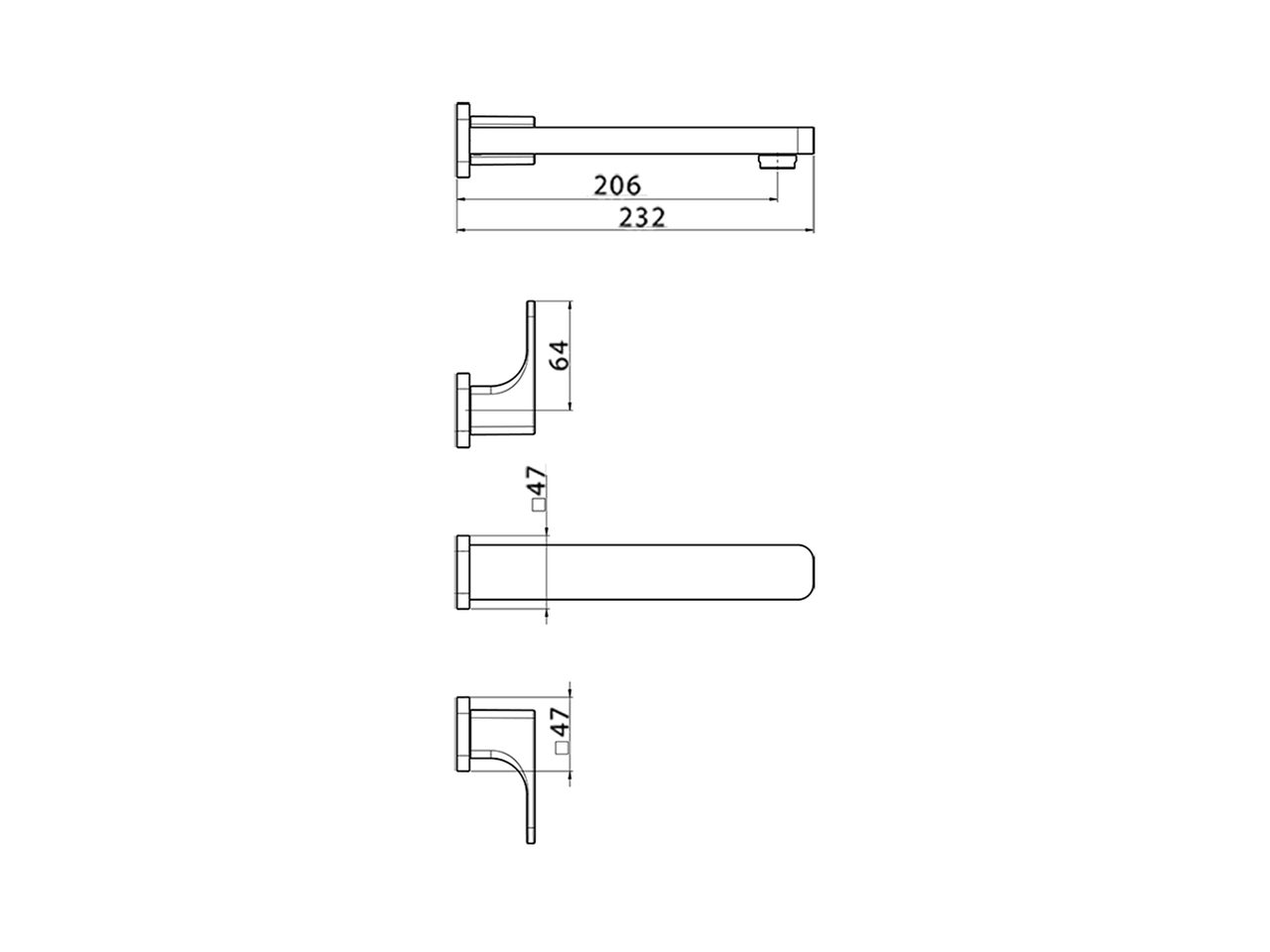 Parte esterna lavabo a parete CUBIC_CU013510 - v1